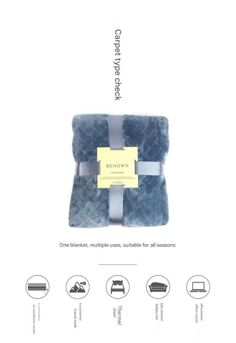 Green 70*100cm Flannel Fleece Blanket - Quilted Diamond Pattern