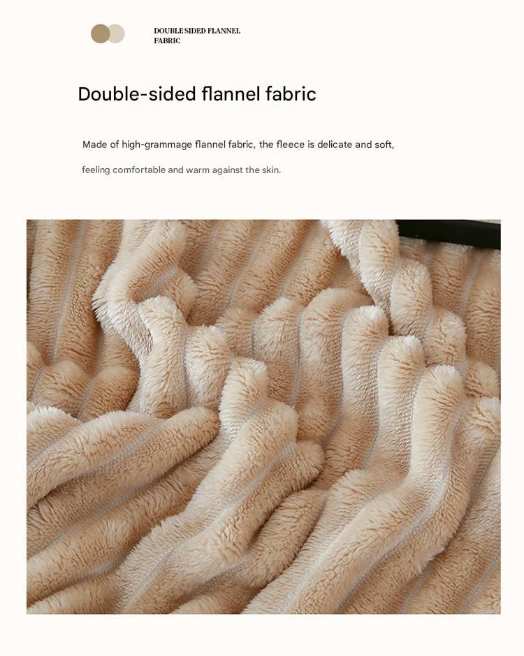 150*200cm Dark grey Solid Colour Flannel Throw Blanket - Thick Double-Sided Fleece with Ribbed Texture - Soft throw blanket& Lightweight for Sofa