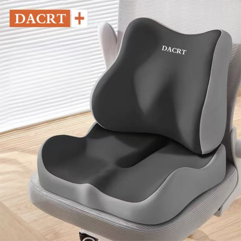 2-piece Grey Ergonomic Memory Foam Seat Cushion with Lumbar Support - Breathable Contoured Design for Office 2-piece Grey Ergonomic Memory Foam Seat Cushion with Lumbar Support - Breathable Contoured Design for Office