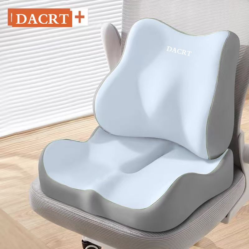 2-piece Blue Ergonomic Memory Foam Seat Cushion with Lumbar Support - Breathable Contoured Design for Office 2-piece Blue Ergonomic Memory Foam Seat Cushion with Lumbar Support - Breathable Contoured Design for Office
