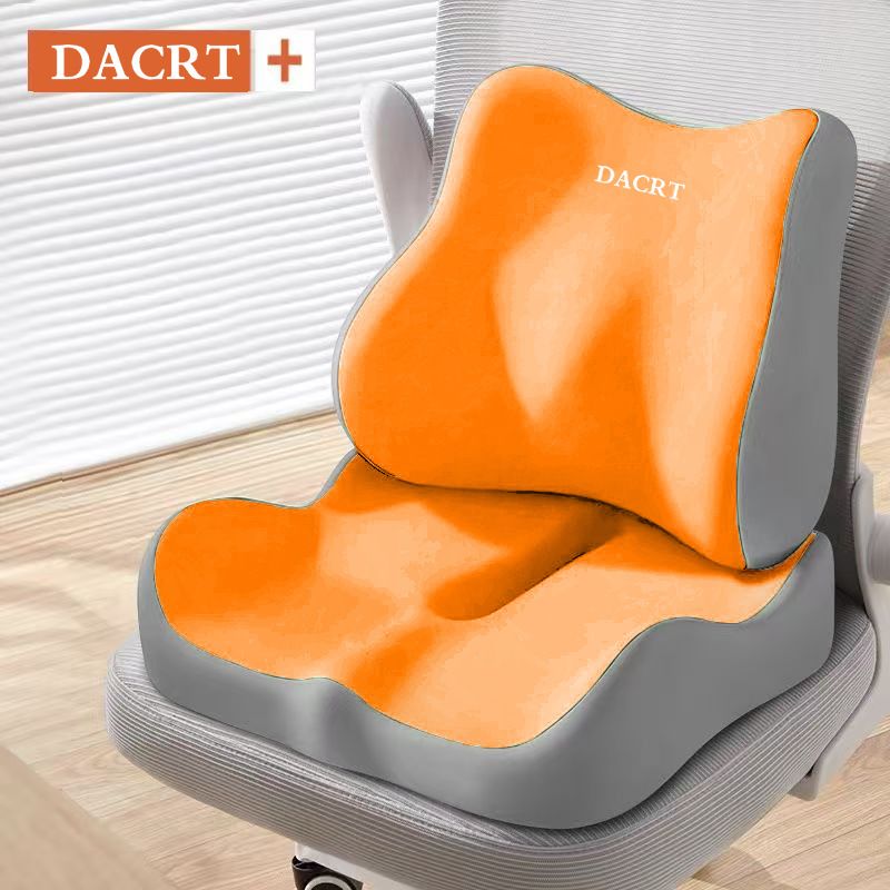 2-piece Orange Ergonomic Memory Foam Seat Cushion with Lumbar Support - Breathable Contoured Design for Office 2-piece Orange Ergonomic Memory Foam Seat Cushion with Lumbar Support - Breathable Contoured Design for Office