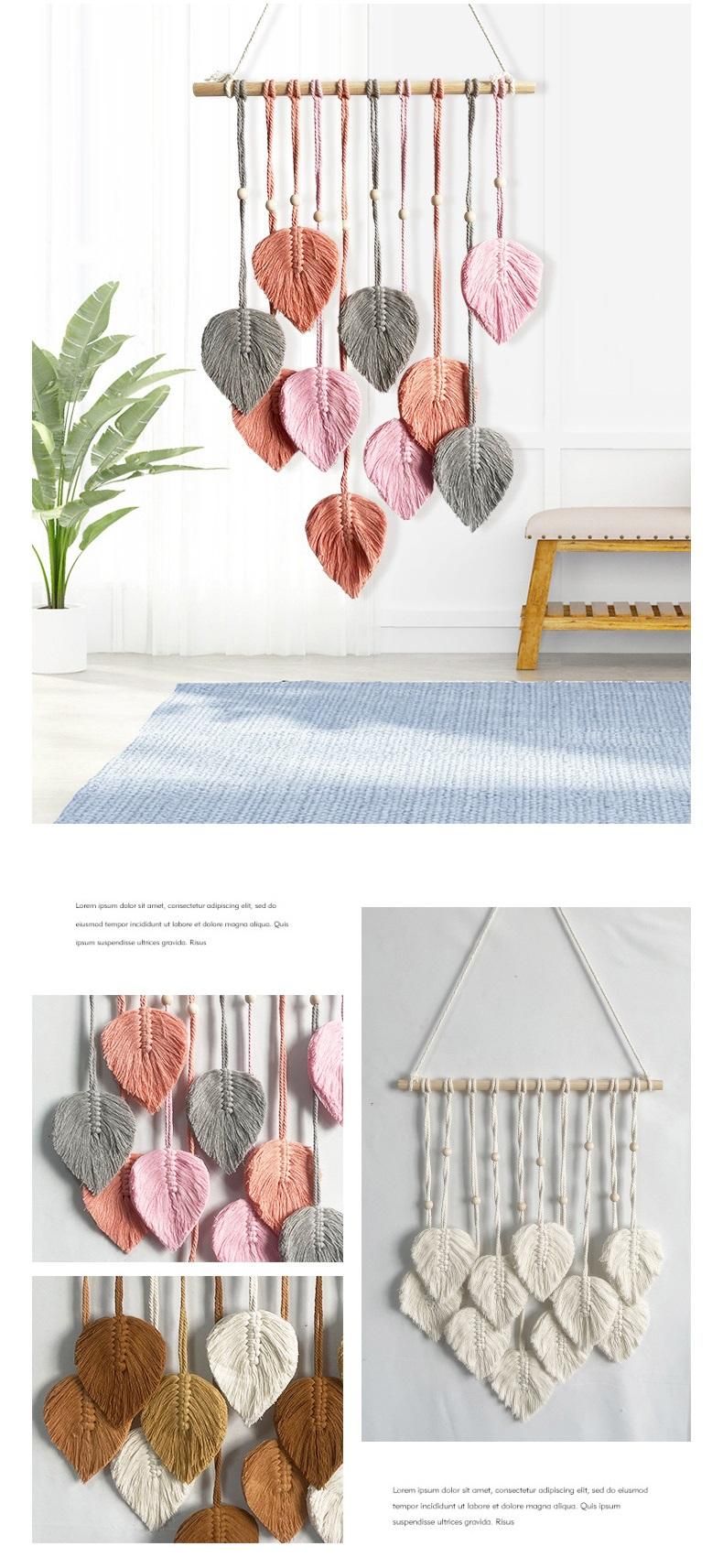 Brown 40*100cm Handmade Macrame Leaf Wall Hanging - Cotton Boho Tapestry