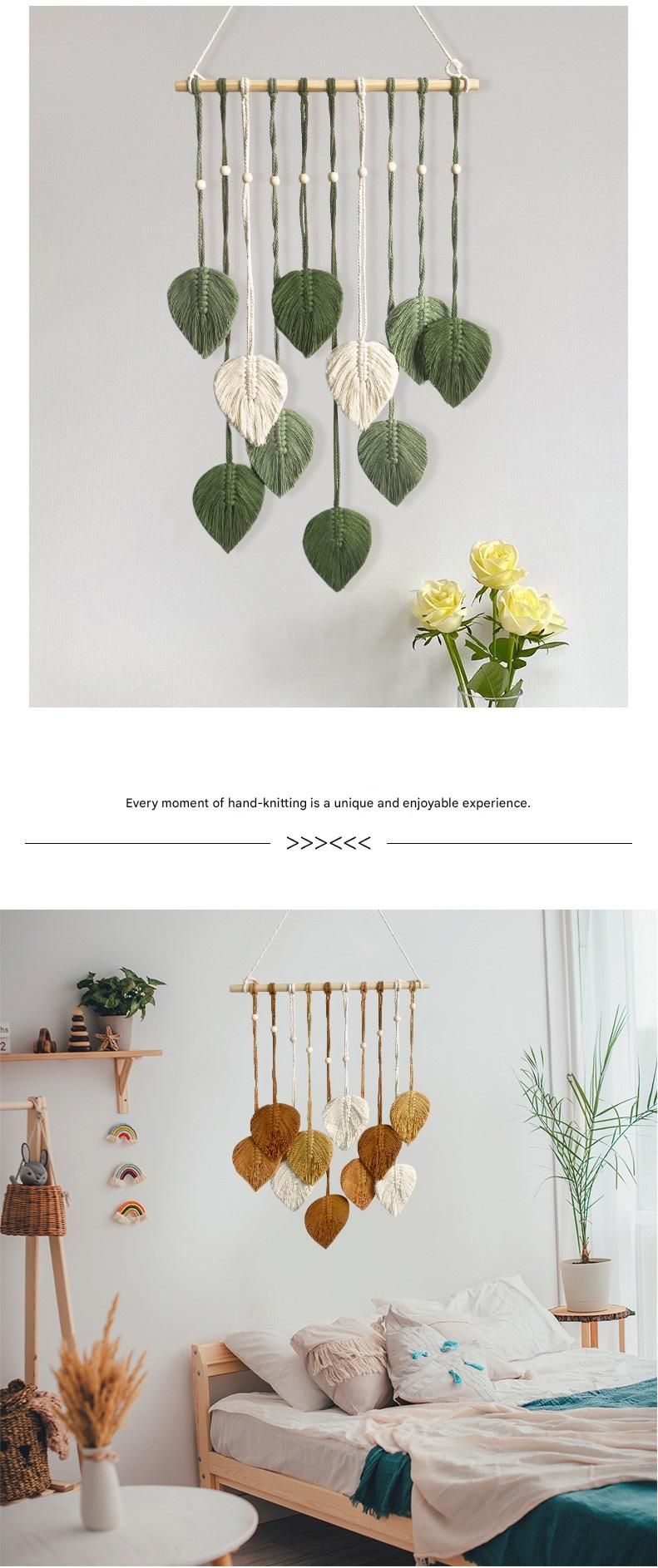 Brown 40*100cm Handmade Macrame Leaf Wall Hanging - Cotton Boho Tapestry