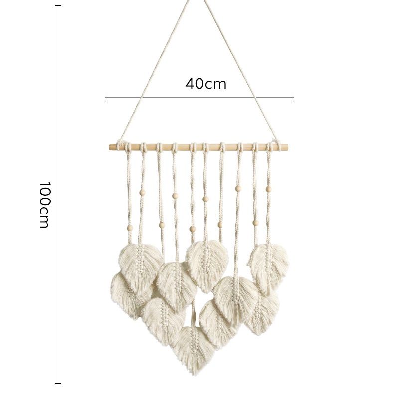 White 40*100cm Handmade Macrame Leaf Wall Hanging - Cotton Boho Tapestry White 40*100cm Handmade Macrame Leaf Wall Hanging - Cotton Boho Tapestry