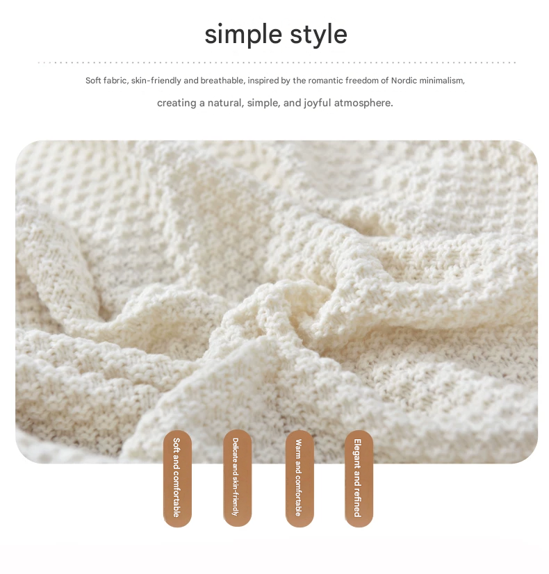 Black 110*150cm Nordic Style Tassel Knit Throw Blanket - Soft Polyester Sofa Blanket with Pineapple Texture - Breathable & Lightweight for Office