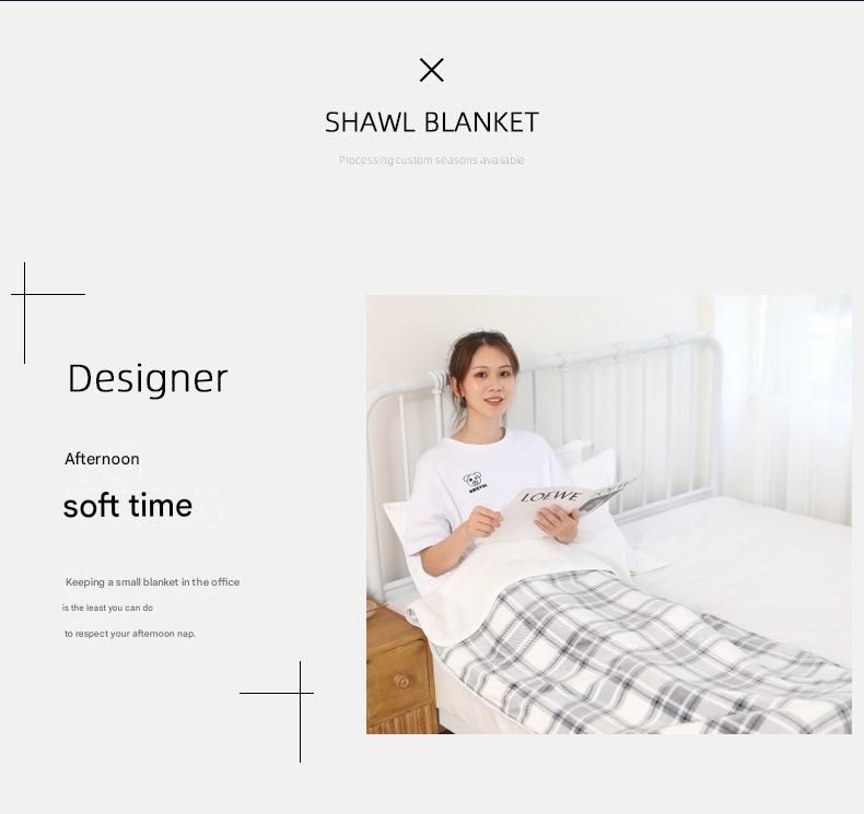 Black and White 100*140cm Japanese-Style shawl blanket Ultra-Soft Blanket - Thick Polyester Throw for Sofa