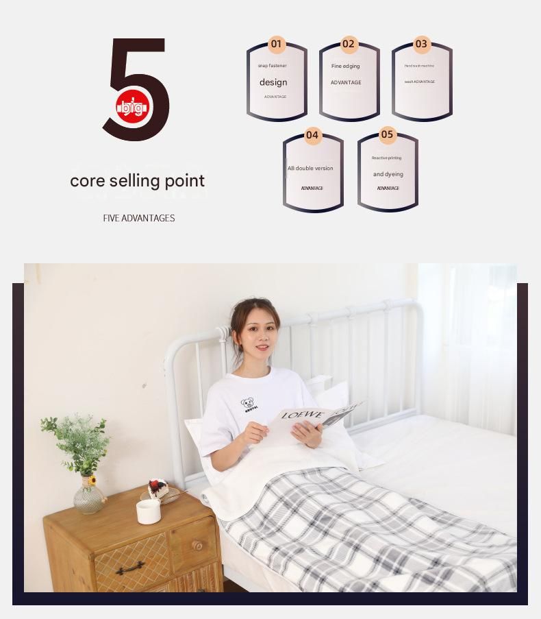 Black and White 100*140cm Japanese-Style shawl blanket Ultra-Soft Blanket - Thick Polyester Throw for Sofa
