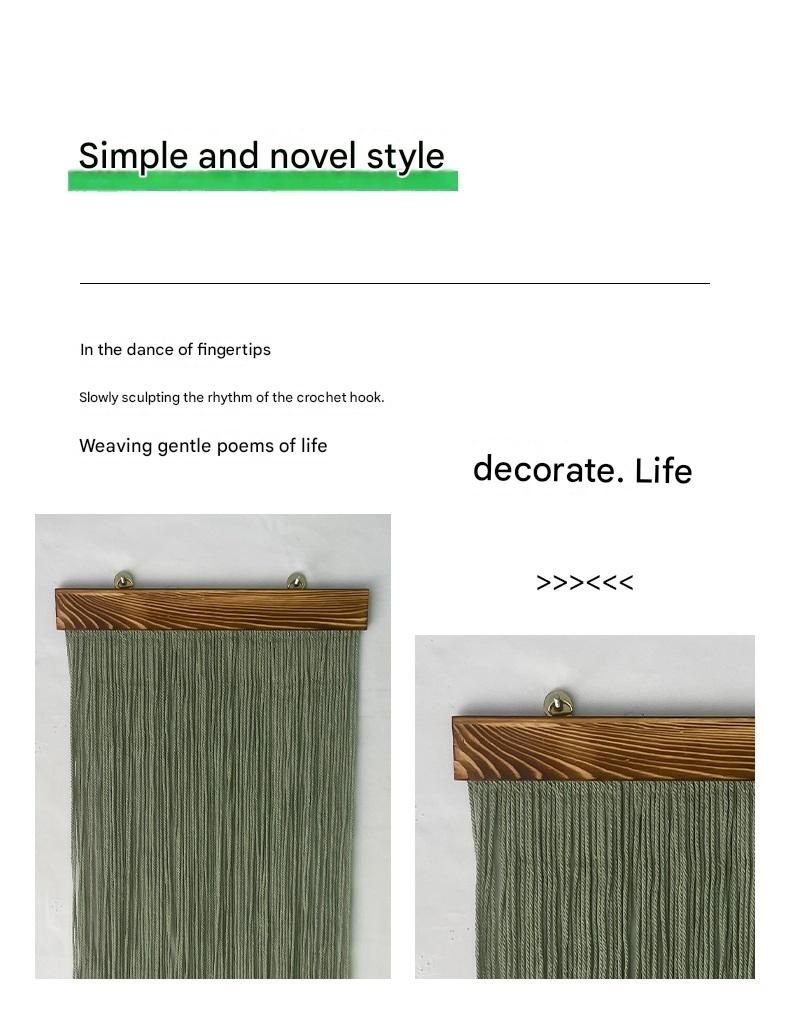 Light Green 90×40 cm Natural Fibre Tapestry -Handwoven Cotton Tassel Wall Hanging – Minimalist Boho Decor for Bedroom