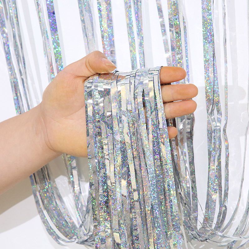 5-piece Silvery Laser Tinsel Foil Fringe Curtain - 1*1m Metallic Party Streamer Backdrop for Birthday 5-piece Silvery Laser Tinsel Foil Fringe Curtain - 1*1m Metallic Party Streamer Backdrop for Birthday