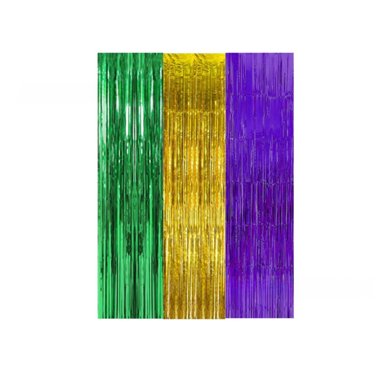 5-piece Red Laser Tinsel Foil Fringe Curtain - 1*1m Metallic Party Streamer Backdrop for Birthday