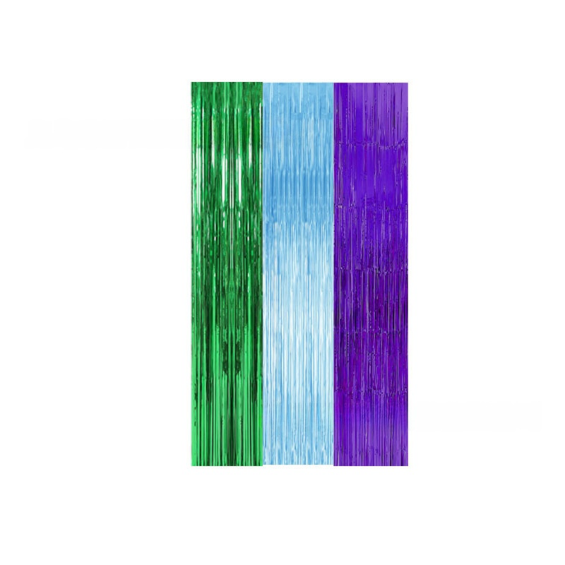 5-piece Dark blue Laser Tinsel Foil Fringe Curtain - 1*1m Metallic Party Streamer Backdrop for Birthday