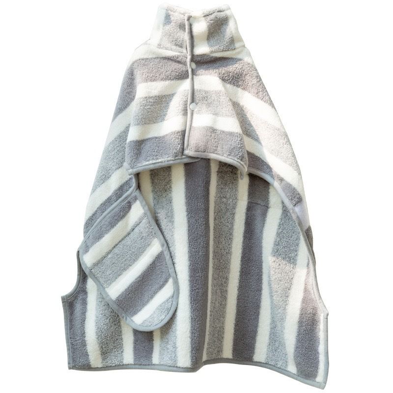 Grey and White S Size Super Absorbent Dog Bathrobe – Quick-Dry Coral Fleece Pet Towel with Snaps & Adjustable Belly Strap | Wearable Drying Coat for Small Medium Large Dogs & Cats After Bath, Swim, Rain