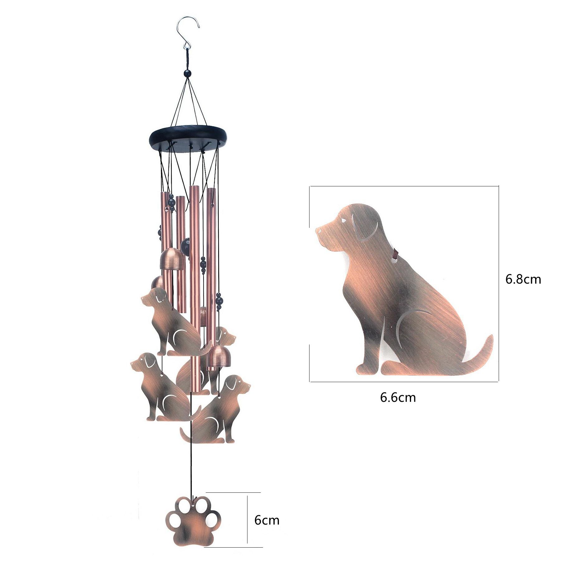 Dog Metal Wind Chime - Adjustable Garden Decorative Bell with Animal Silhouettes and Paw Print(W4301) Dog Metal Wind Chime - Adjustable Garden Decorative Bell with Animal Silhouettes and Paw Print(W4301)