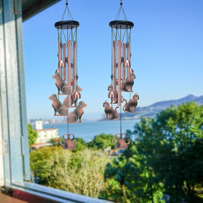 Openwork Flying Pig Metal Wind Chime - Adjustable Garden Decorative Bell with Animal Silhouettes(W4303)