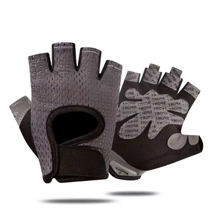 Grey Half Finger Fitness Gloves - Anti-Slip Breathable Gym Training Gloves for Weightlifting Cycling(Size:S) Grey Half Finger Fitness Gloves - Anti-Slip Breathable Gym Training Gloves for Weightlifting Cycling(Size:S)