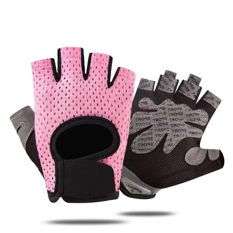 Pink Half Finger Fitness Gloves - Anti-Slip Breathable Gym Training Gloves for Weightlifting Cycling(Size:M) Pink Half Finger Fitness Gloves - Anti-Slip Breathable Gym Training Gloves for Weightlifting Cycling(Size:M)