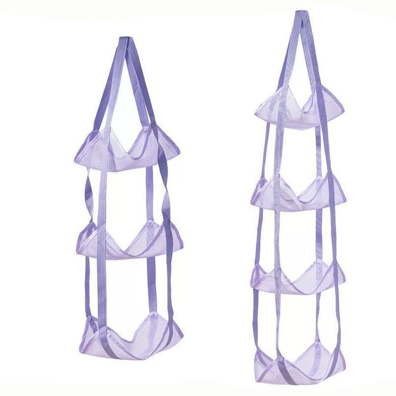 Purple 3-Layer + 4-Layer Hanging Mesh Storage Bag Set for Balls Toys and Sports Gear Purple 3-Layer + 4-Layer Hanging Mesh Storage Bag Set for Balls Toys and Sports Gear