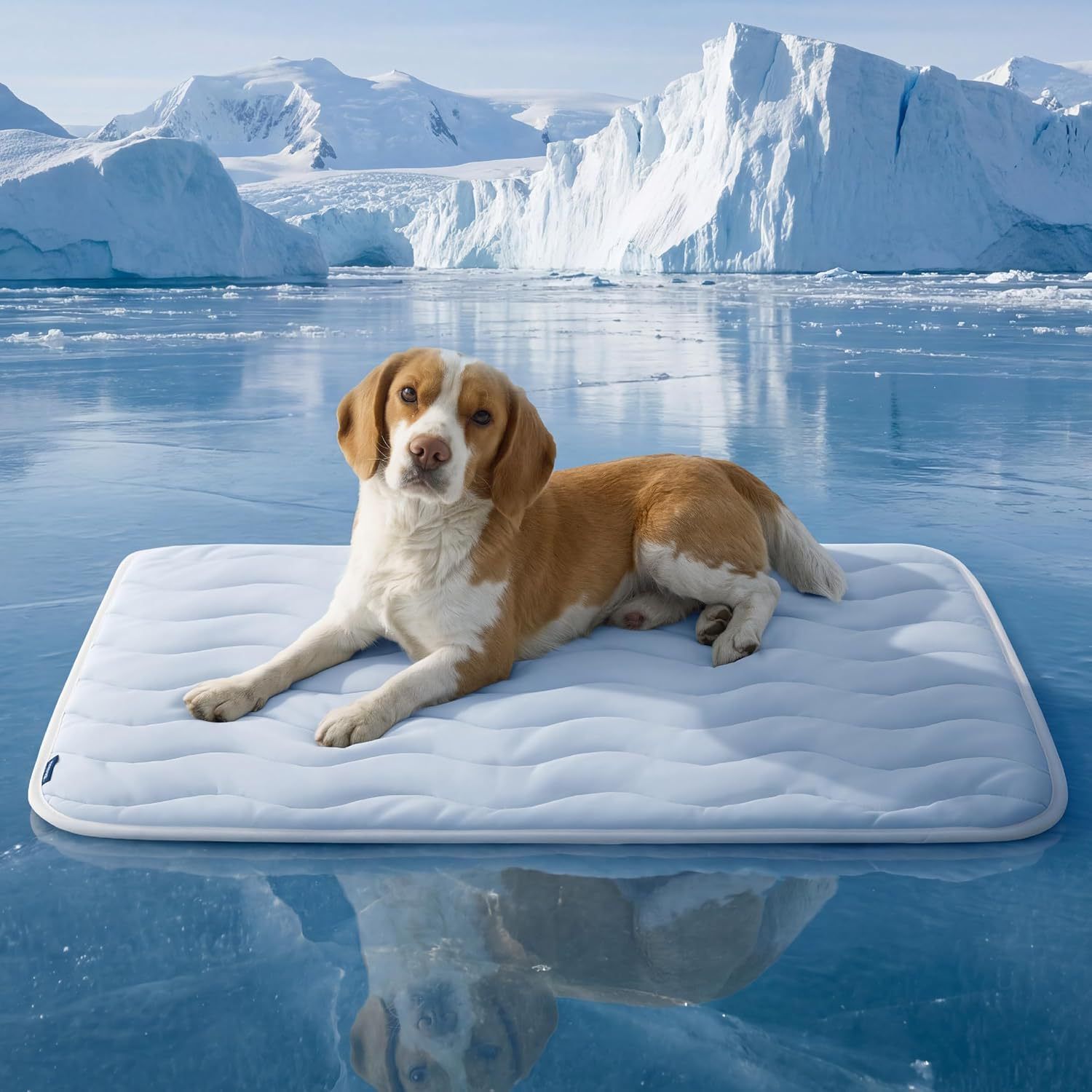 51 x 41 CM Blue Premium Wave Quiltied Pet Cooling Mat - Washable Self-Cooling Blanket with Anti-Stick Hair Surface & Non-Slip Base for Cats Dogs and Human Versatile Use