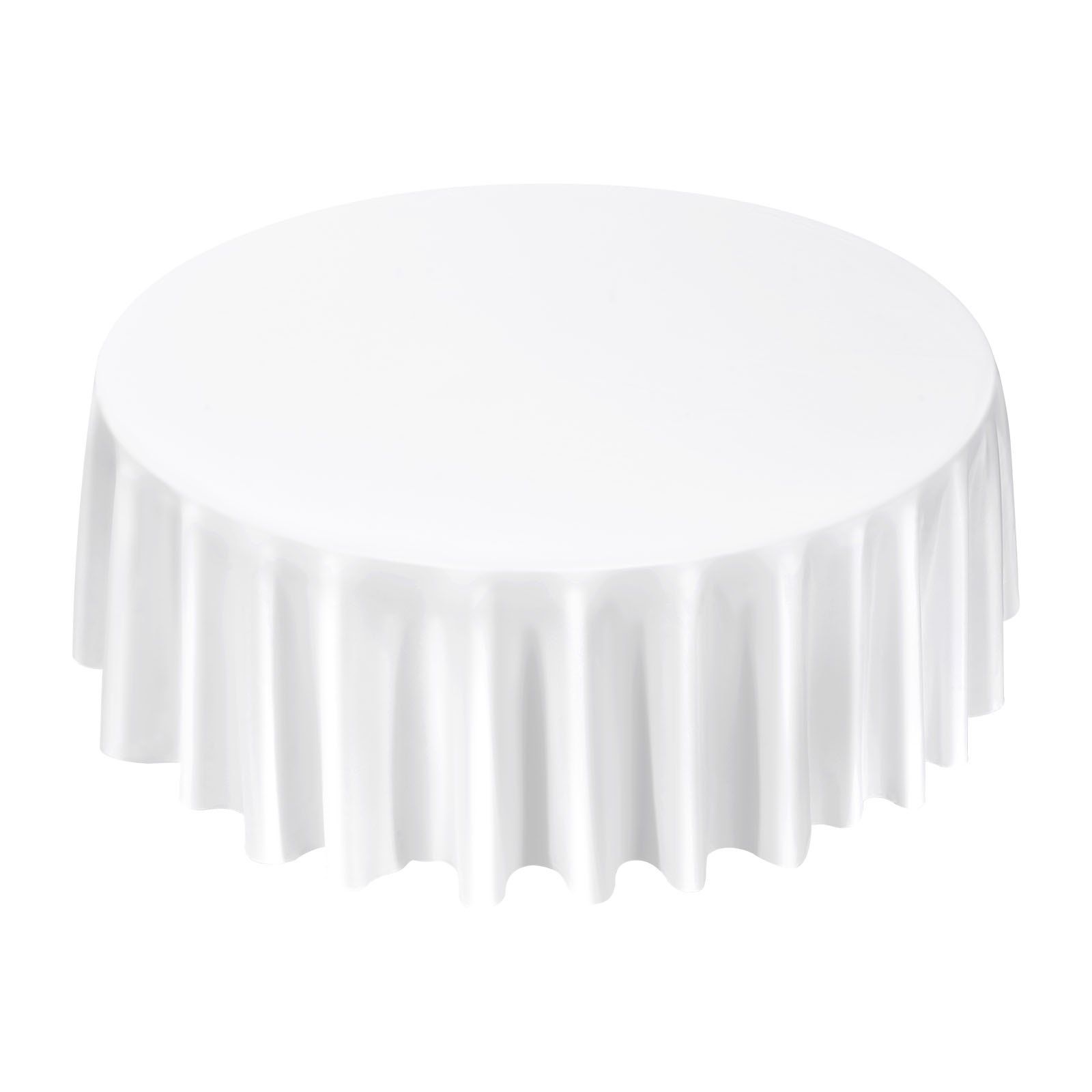 White Round Tablecloths 2 Pack, 120 Inches in Diameter, Stain- & Wrinkle- Resistant, Machine Washable Table Clothes, Polyester Fabric Table Covers for Wedding, Party, Banquet, Formal Events