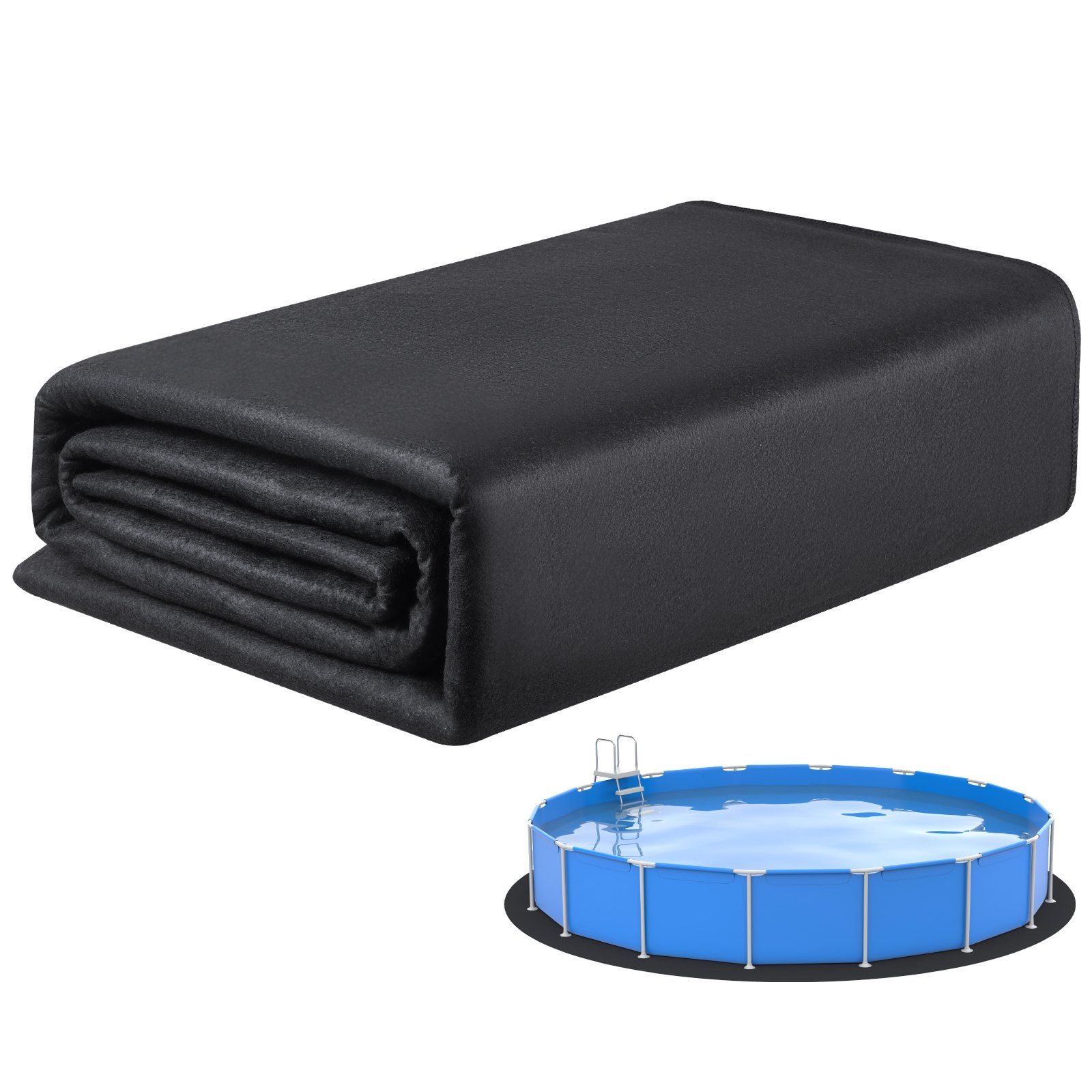15ft Round Pool Liner Pad, Pool Liner Pad for Above Ground Swimming Pools, Extra-Thick Pool Mat, Prevents Punctures, Recycled Geotextile Material Underlayment Pad, Extend Liner Life