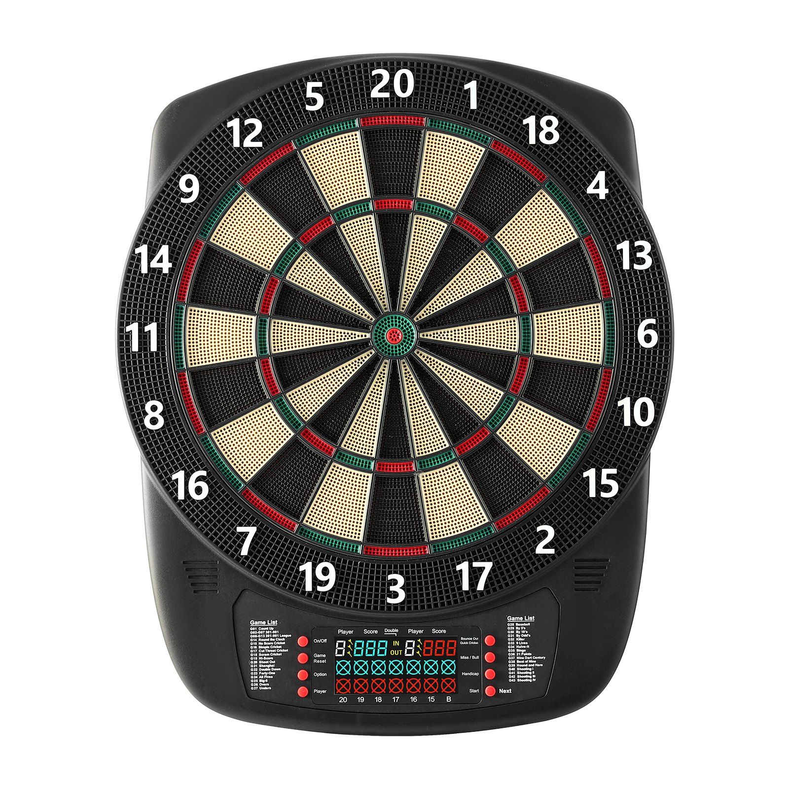 Electronic Dart Board, 336mm Target Dartboard with 43 Games & 200+ Variations for Up to 8 Players, 6 Dart Shafts with Flights & 50 Soft Tips, Color LCD Scoring Screen for Home Party Game Rooms