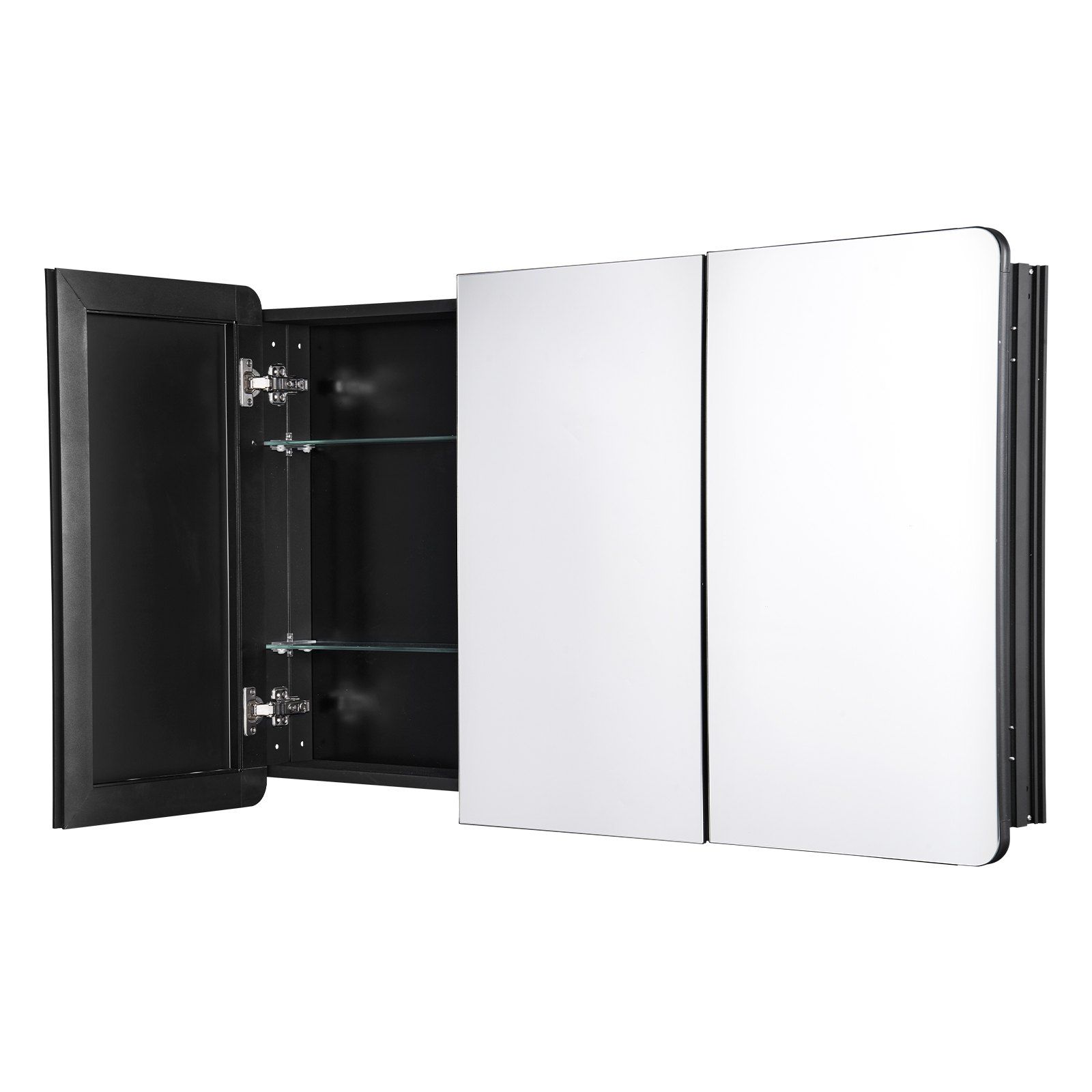 Medicine Cabinet, 25.5 x 40 inch, Medicine Cabinet for Bathroom with Mirror, Aluminum Frame Bathroom Wall Cabinet, 4-layer Adjustable Shelves, Recessed & Wall-mounted Installation