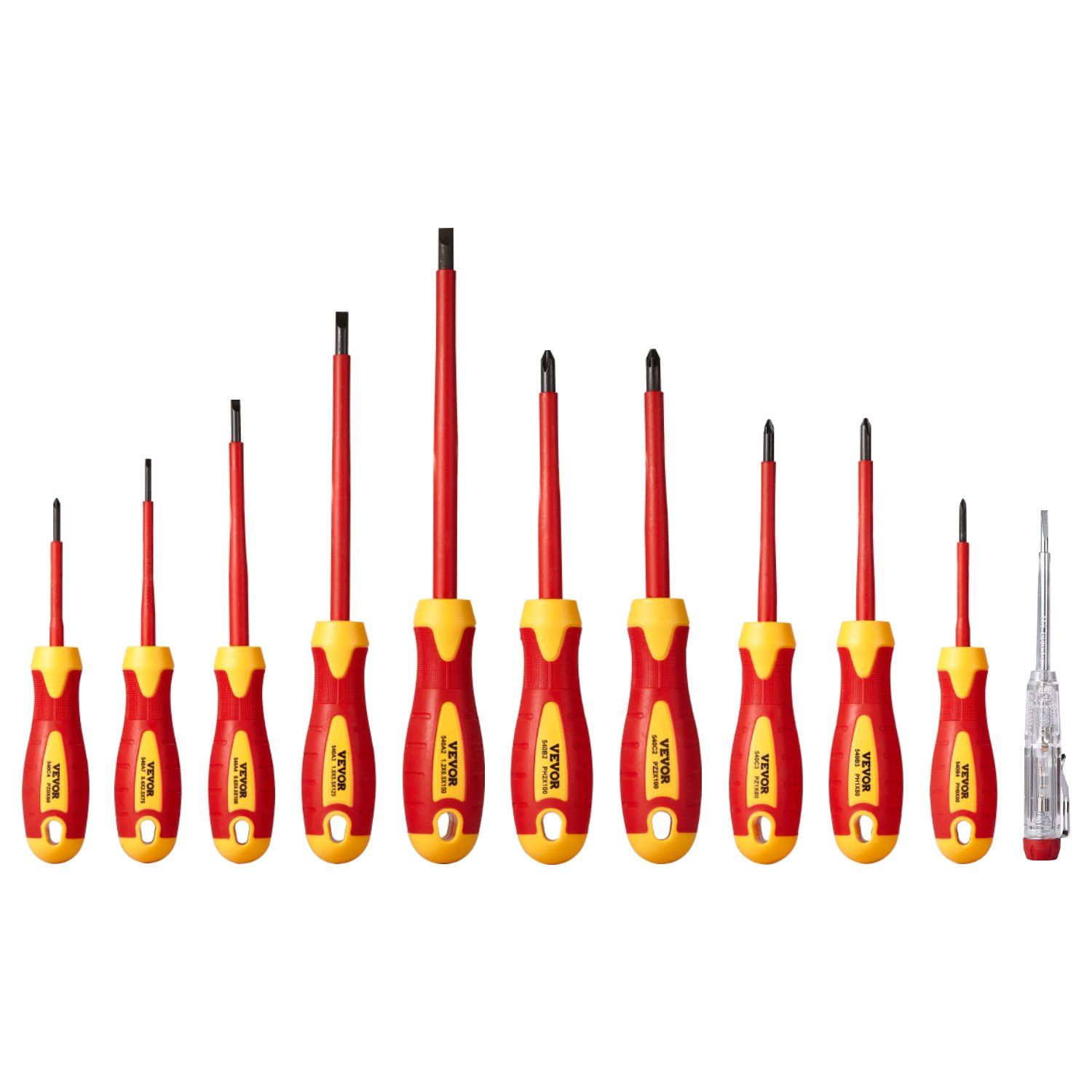 Insulated Screwdriver Set, 11-Piece Professional Electrical Screwdriver Set, Insulated Electrician Tool Set with Magnetic Phillips Slotted Pozi Tips, Voltage Tester, for Electrician Repairs