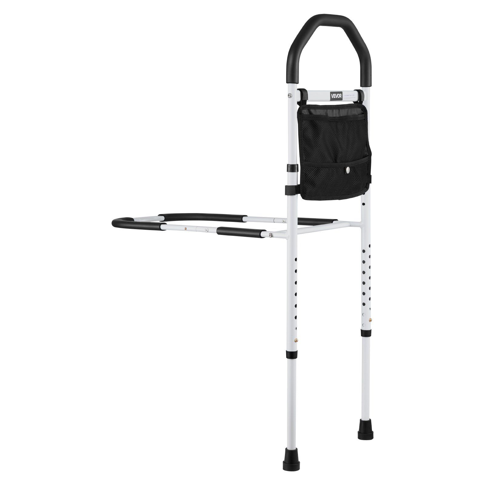 Bed Rail for Elderly, Bedside Assist Rails with Supporting Leg and PU Handrail, Adjustable Height Carbon Steel Pipe Bedside Cane, Bed Bars for Seniors & Patients, Fits King, Queen, Full, Twin