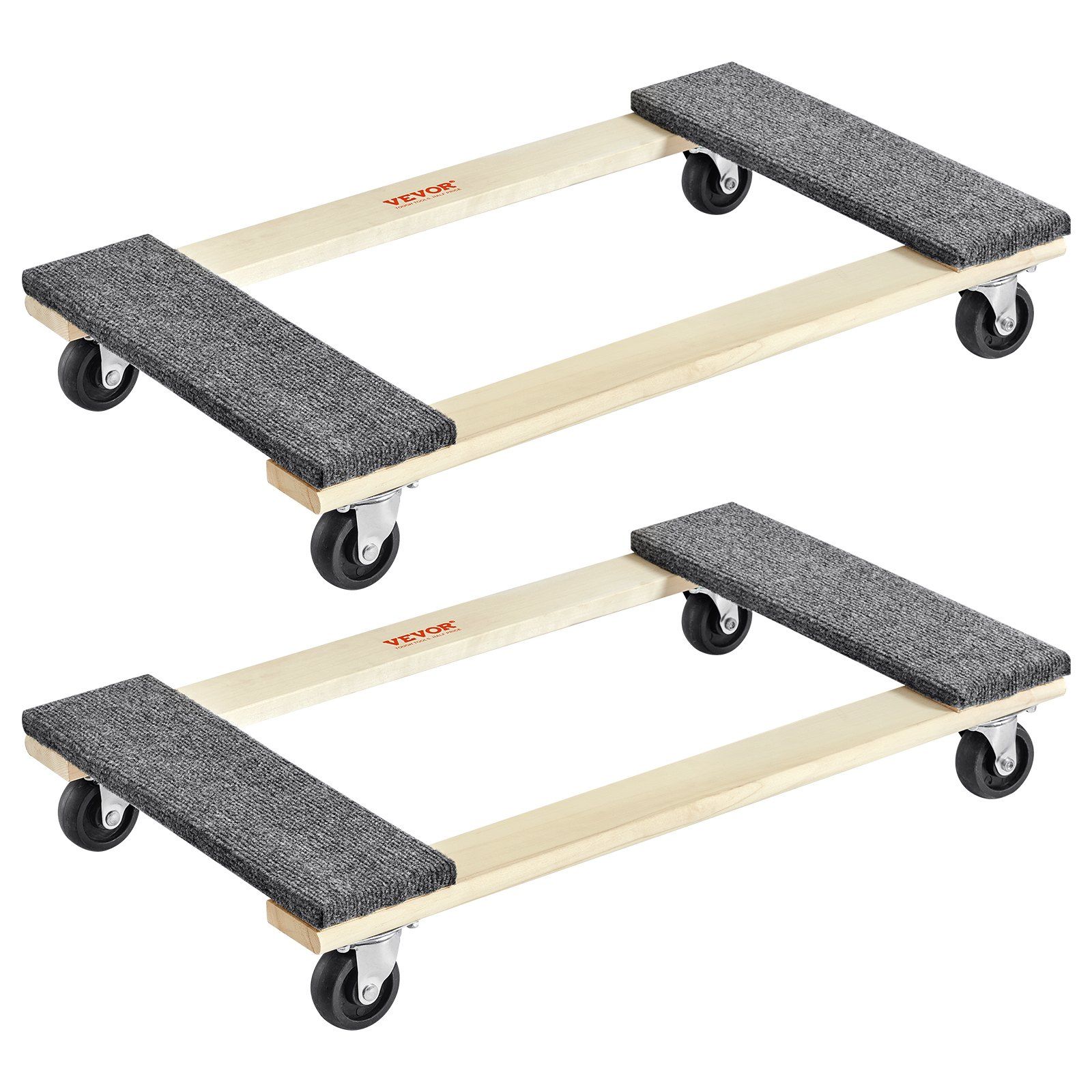 Furniture Dolly, 454kg Each Load Capacity, 2 Packs, 457.2x762mm, 8x76mm PP Swivel Casters, Heavy Duty Hardwood Furniture Moving Dolly, Mover's Dolly, Moving Cart with Wheels for Heavy Furniture