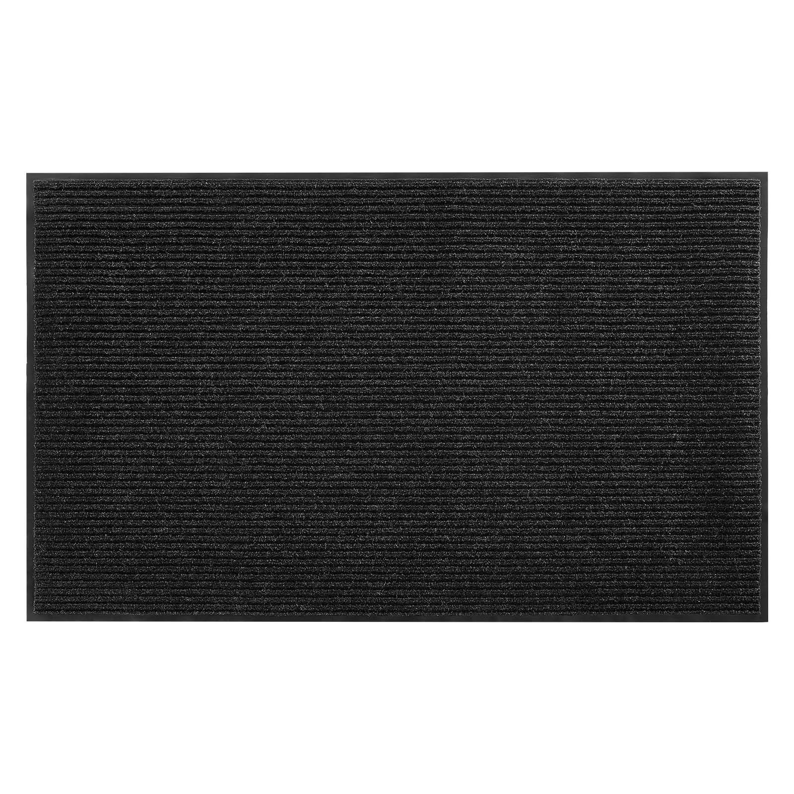 Front Door Mat, 2438 x 1219 mm Commercial Floor Mat for Indoor and Outdoor, Stylish Striped Industrial Carpet with PVC Backing, Heavy Duty Washable Entry Rug for Hallway, Balcony, Garage, Grey