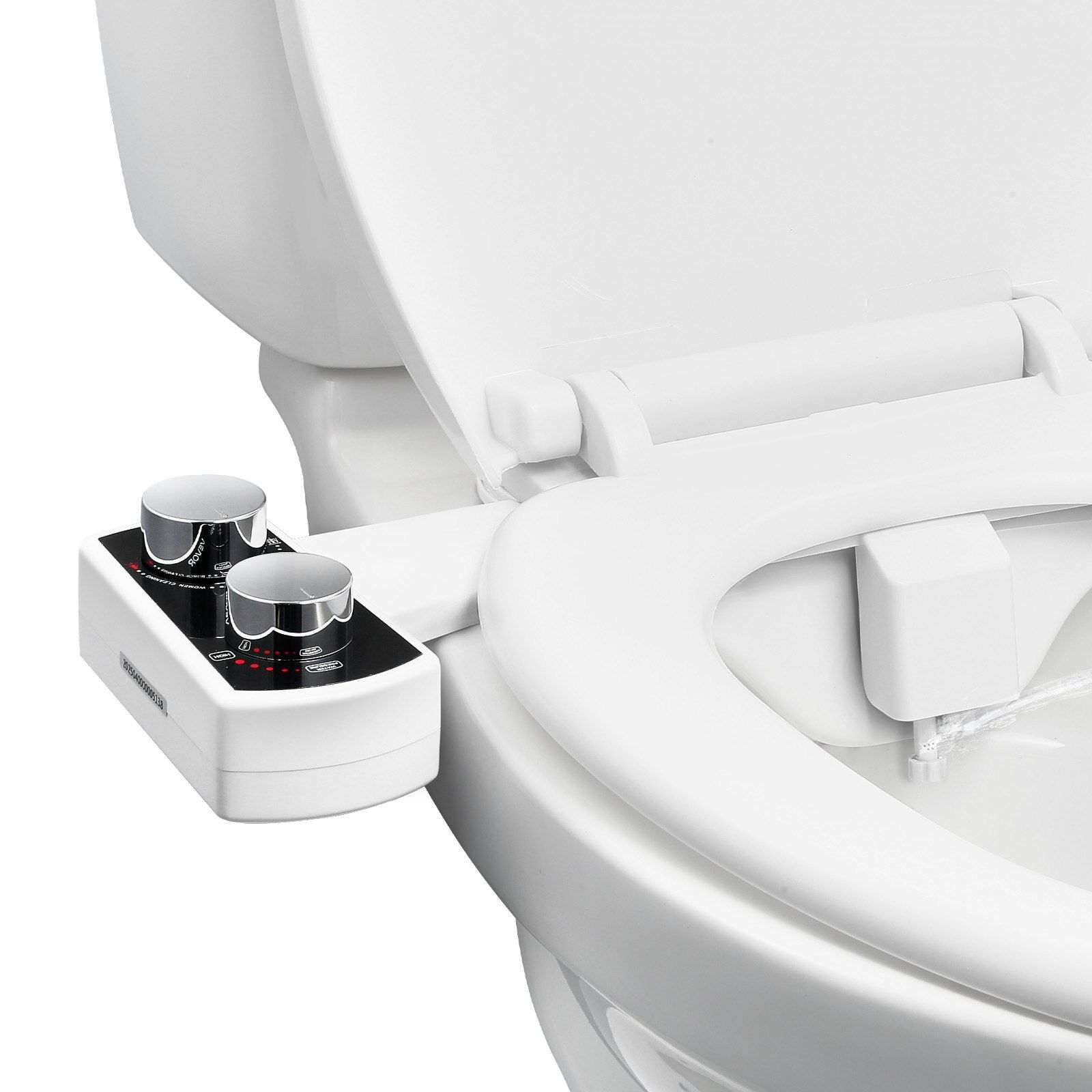 Bidet Attachment for Toilet, Non-Electric Bidet Toilet Seat Attachment - Dual Retractable Nozzles, Adjustable Water Pressure, Easily Installed Cold Water Sprayer for Rear Feminine Wash, White