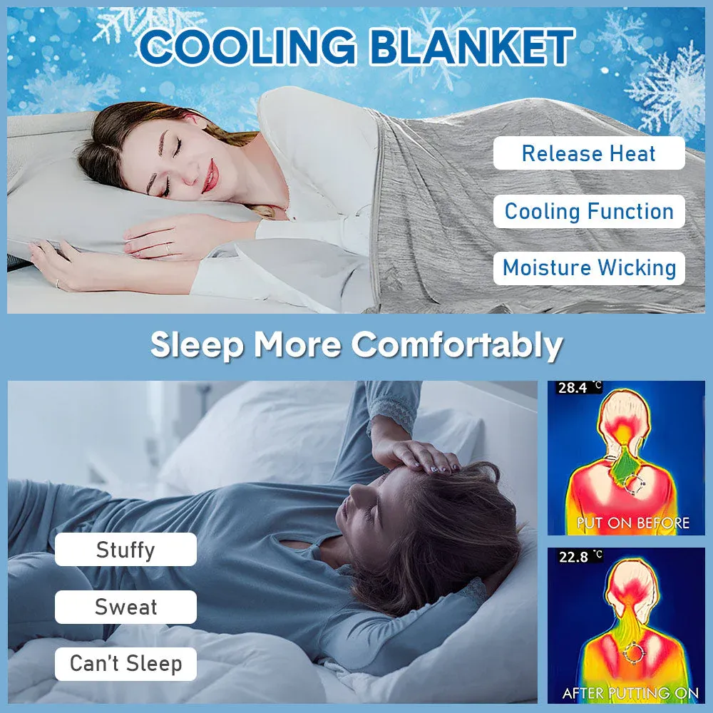 Summer Cooling Blanket90"x90" Lightweight Breathable Ice Cooling Throw Soft Cold Blankets for Bed Sofa or Couch Keeps Hot Sleepers Cool Large 229x228cm Grey
