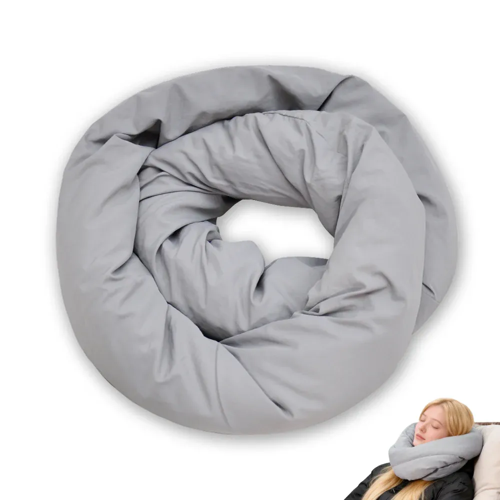 2Pcs Travel Pillow Wrap Comfort Adjustable Neck Support Pillow Scarf for Airplane Travel Sleep Nap Machine Washable and Portable Soft Neck Pillow Grey 2Pcs Travel Pillow Wrap Comfort Adjustable Neck Support Pillow Scarf for Airplane Travel Sleep Nap Machine Washable and Portable Soft Neck Pillow Grey