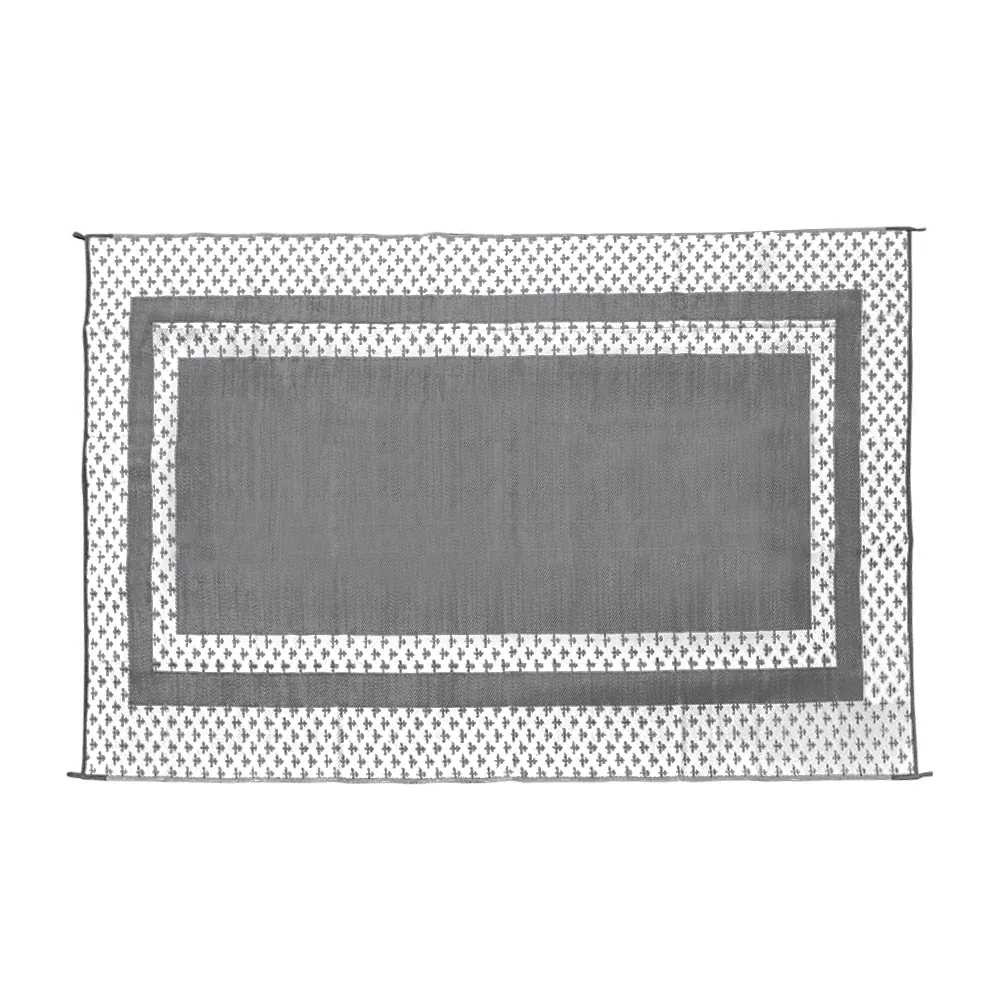 Large Outdoor Rug 275x365cm Weatherproof Plastic Weave Mat Washable Outside Solid Carpet Easy Care for Patio Deck Backyard Garden RV Camping Silver Grey