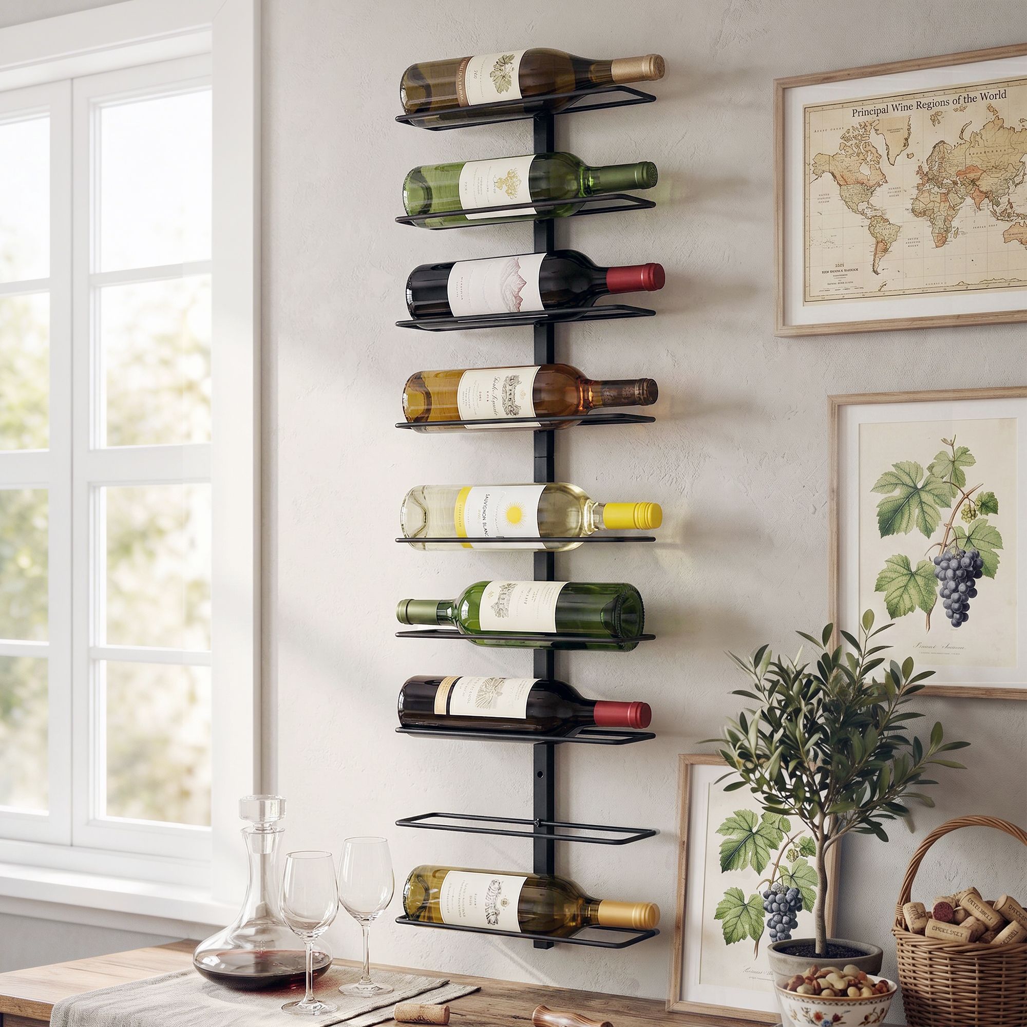 Artiss Wall Mounted Wine Rack 9 Bottles Display Storage Organizer Metal Black Artiss Wall Mounted Wine Rack 9 Bottles Display Storage Organizer Metal Black
