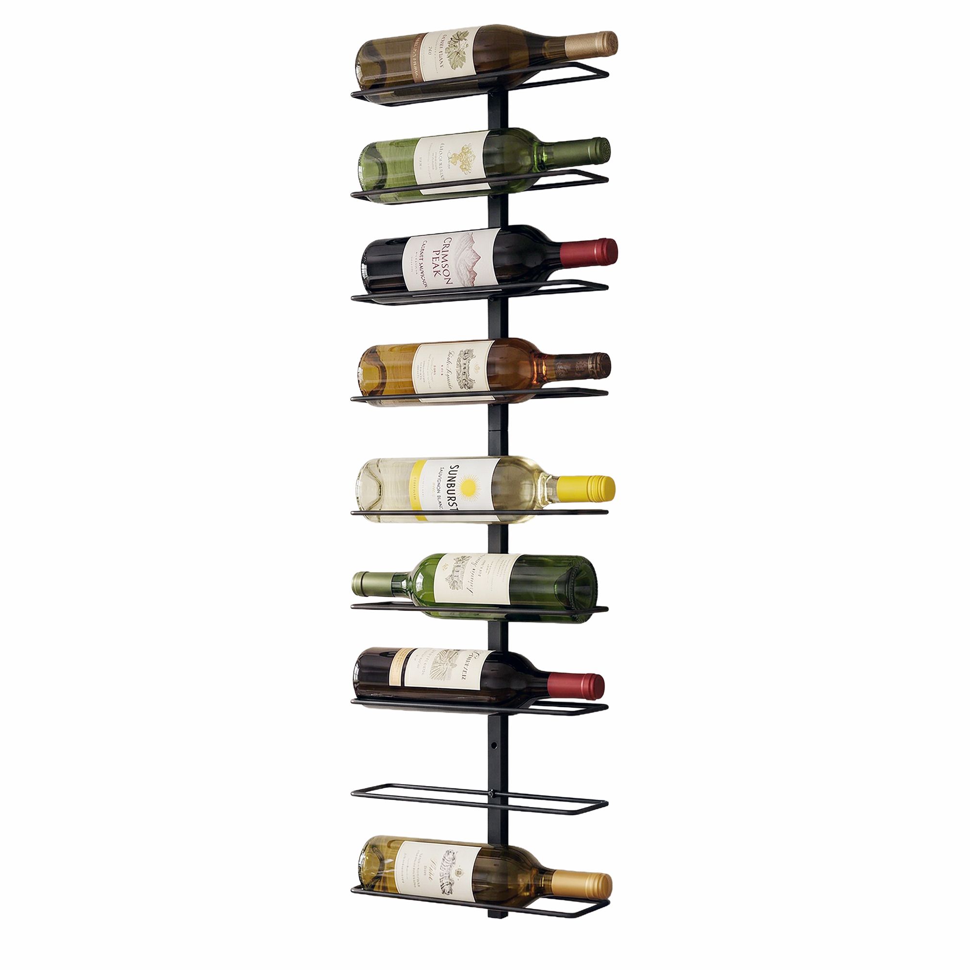 Artiss Wall Mounted Wine Rack 9 Bottles Display Storage Organizer Metal Black